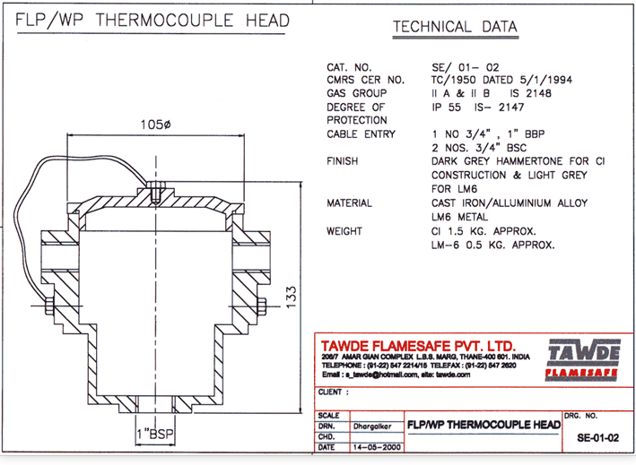 FLP / WP Thermocouple Head Junction Box